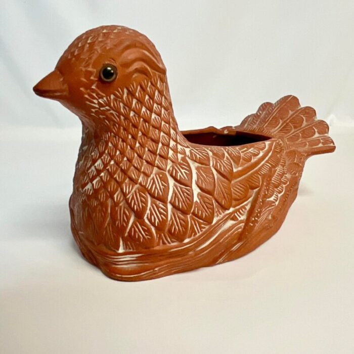 1980s vintage coastal trompe loeil terra cotta bird planter 3762