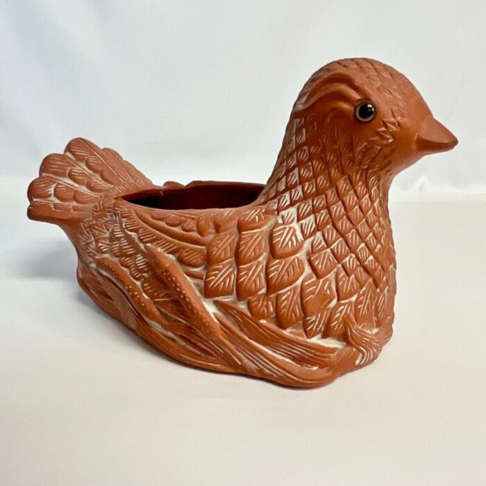 1980s vintage coastal trompe loeil terra cotta bird planter 5535