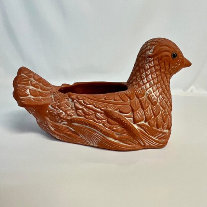 1980s vintage coastal trompe loeil terra cotta bird planter 7176