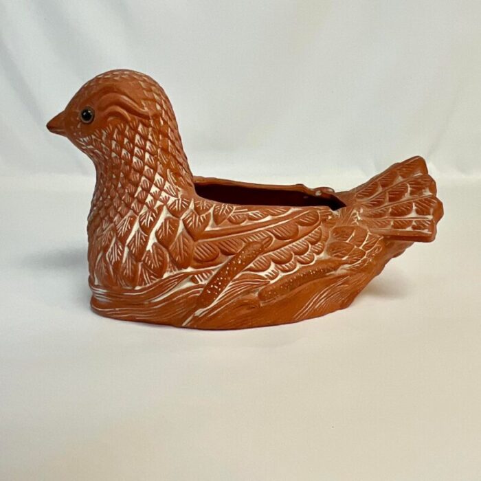 1980s vintage coastal trompe loeil terra cotta bird planter 8172