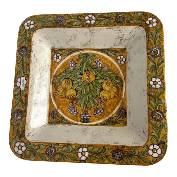 1990s italian hand painted square ceramic wall plate artistry 0102