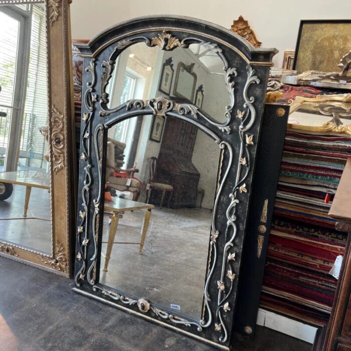 1990s italian handmade and hand carved antiqued wall mirror 7504