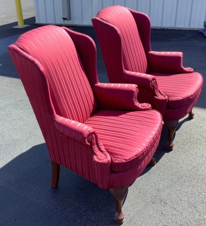 1990s pair of vintage wingback chairs oversized 7137