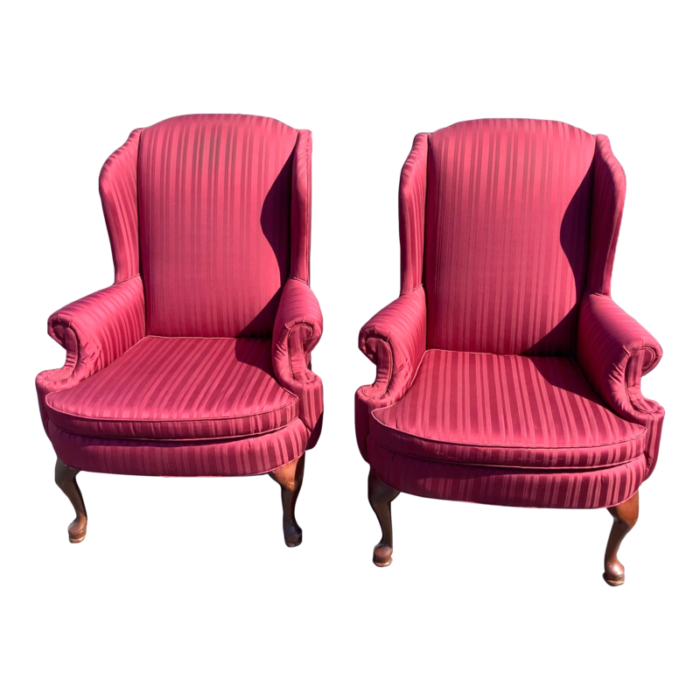 1990s pair of vintage wingback chairs oversized 8288