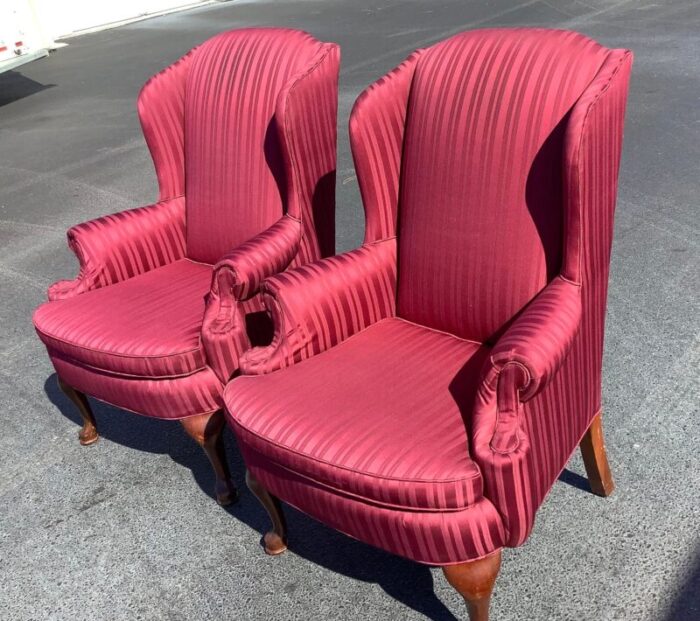 1990s pair of vintage wingback chairs oversized 9759