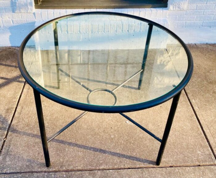 1990s postmodern minimalist black metal tubular frame dining table and chairs by cali style in the style of mario botta set of 5 7813