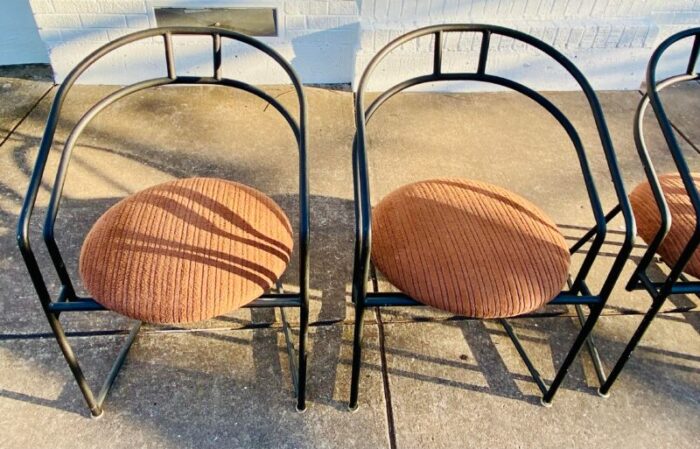 1990s postmodern minimalist black metal tubular frame dining table and chairs by cali style in the style of mario botta set of 5 9868