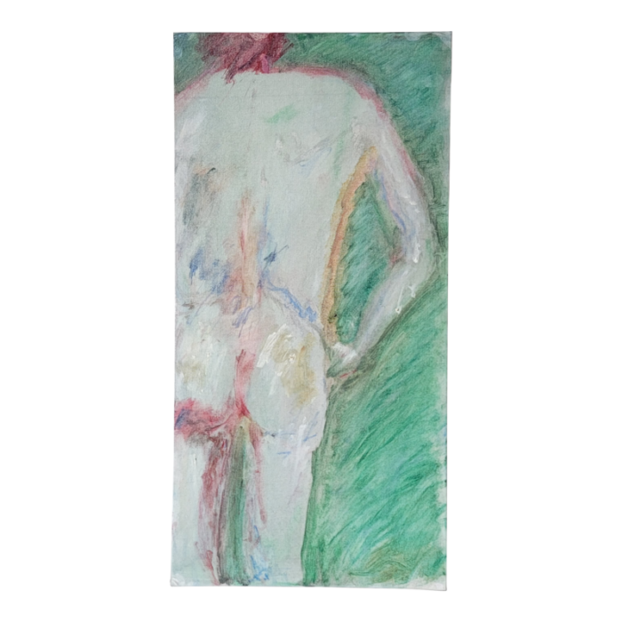 1990s vintage portrait standing nude expressionist oil painting by rosemary rabut 8083