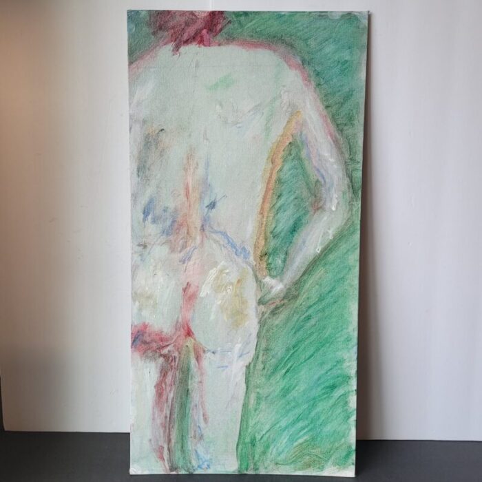 1990s vintage portrait standing nude expressionist oil painting by rosemary rabut 8785