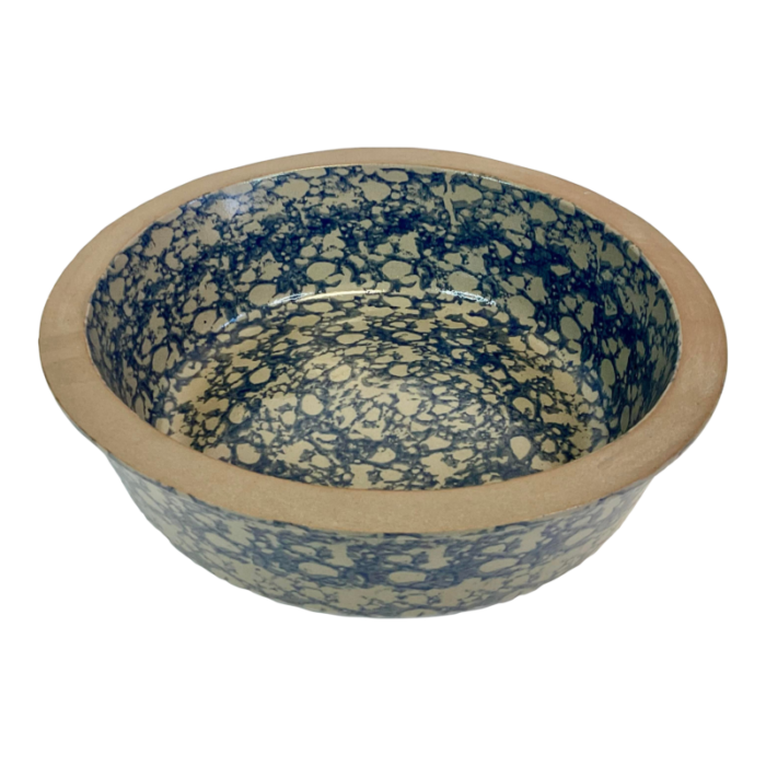 1996 vintage americana folk art blue sponge wear bowl artist signed 0719