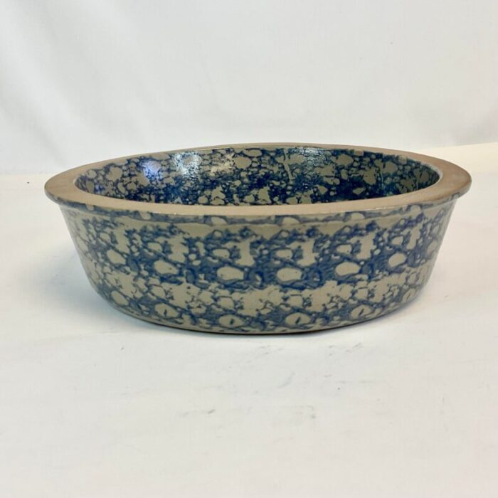 1996 vintage americana folk art blue sponge wear bowl artist signed 7345