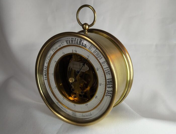 19th 20th century french desktop tabletop aneroid barometer with an open dial 2122