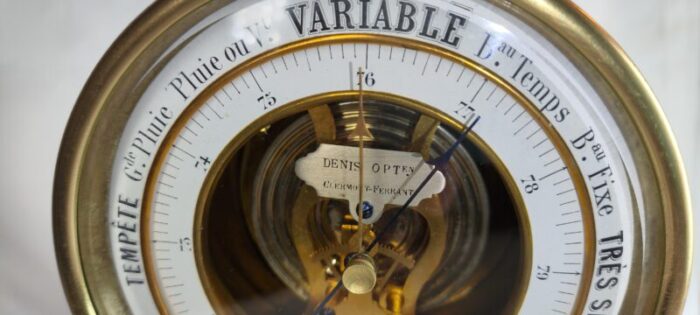 19th 20th century french desktop tabletop aneroid barometer with an open dial 2969