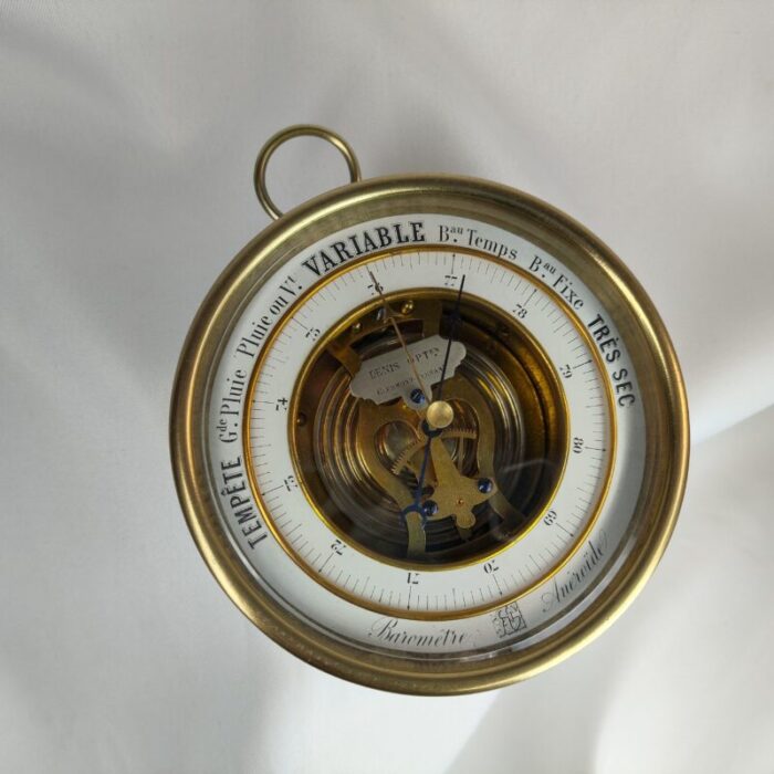 19th 20th century french desktop tabletop aneroid barometer with an open dial 7130