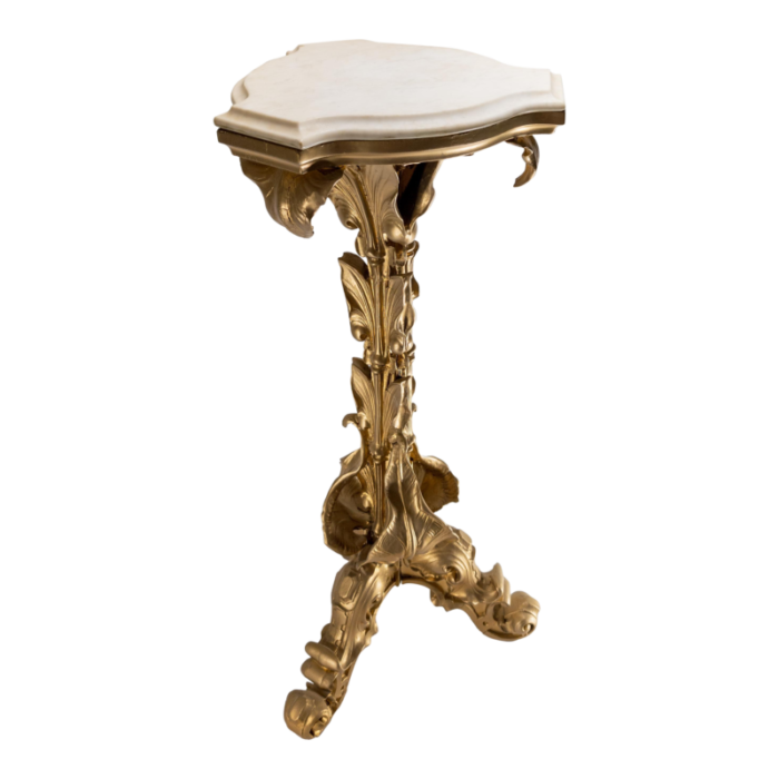 19th century american victorian gilt plaster and wood floral pedestal table 5692