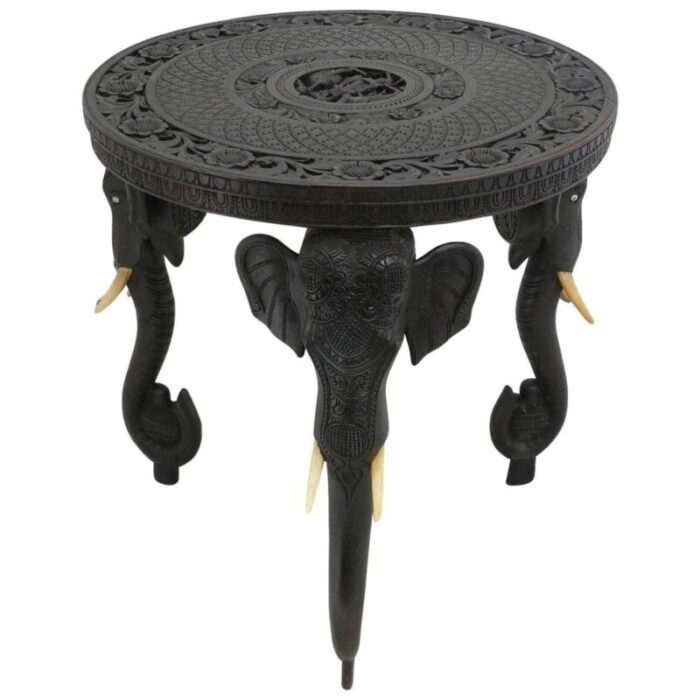 19th century anglo indian side table with elephant head legs 1