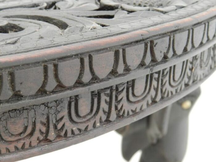 19th century anglo indian side table with elephant head legs 7