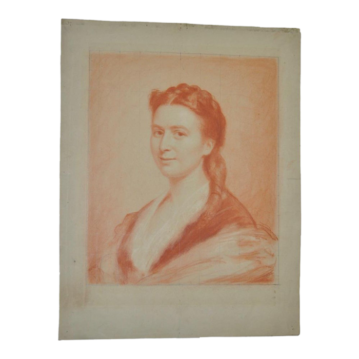 19th century antique sanguine portrait of a young woman 2725