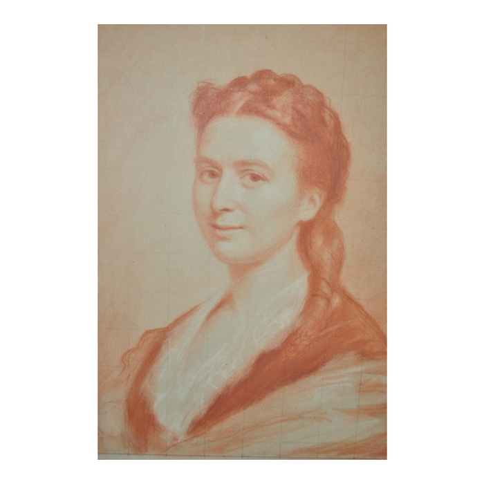 19th century antique sanguine portrait of a young woman 9108