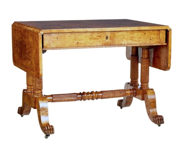 19th century biedermeier burr birch coffee table 6