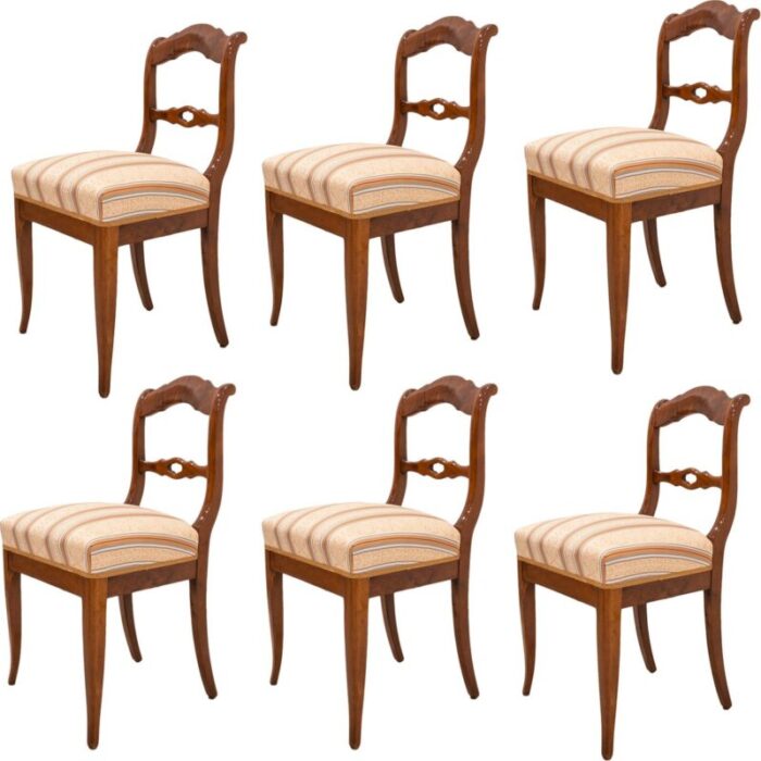 19th century biedermeier german dining chairs set of 6 1