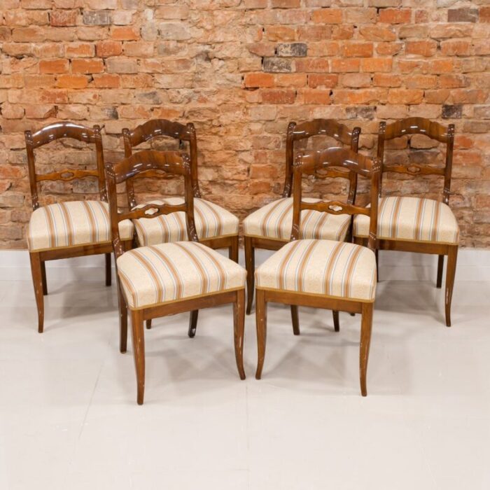 19th century biedermeier german dining chairs set of 6 4