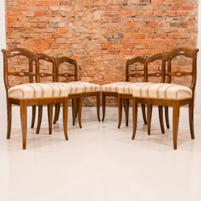 19th century biedermeier german dining chairs set of 6 5