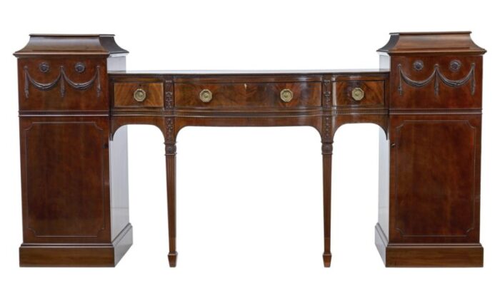 19th century carved mahogany pedestal sideboard in the adams style 1