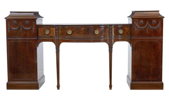 19th century carved mahogany pedestal sideboard in the adams style 9