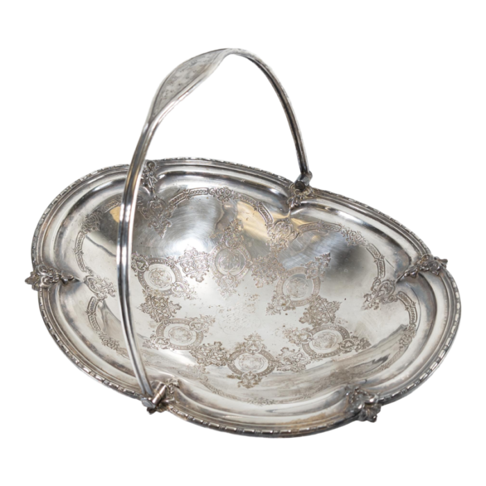 19th century english sheffield silverplate bride or cake basket with engraving 0102