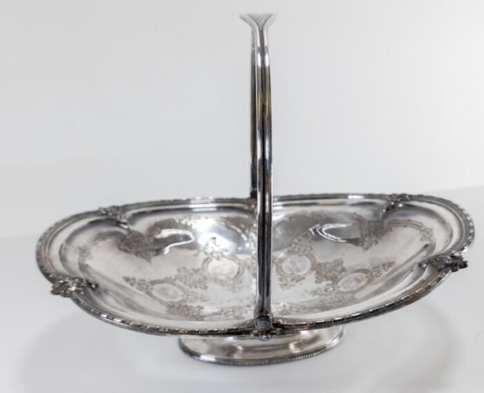 19th century english sheffield silverplate bride or cake basket with engraving 2680