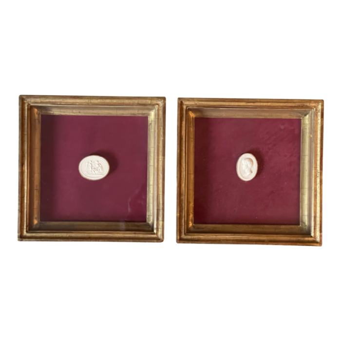 19th century european grand tour framed cameos a pair 2155