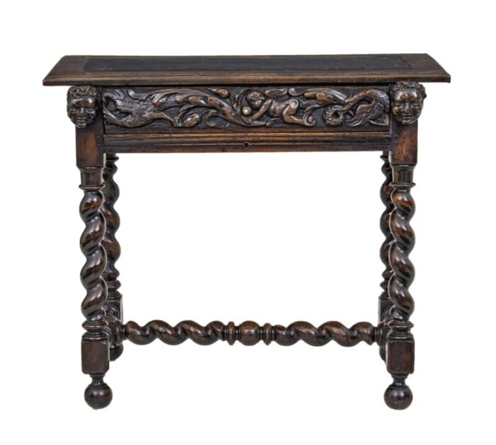 19th century flemish carved walnut side table 1