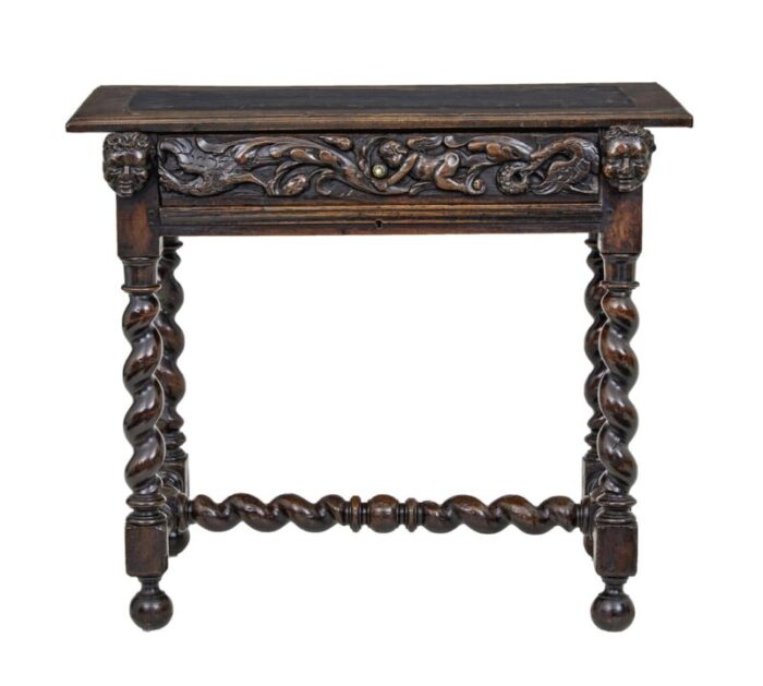 19th century flemish carved walnut side table 10