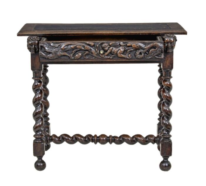 19th century flemish carved walnut side table 2