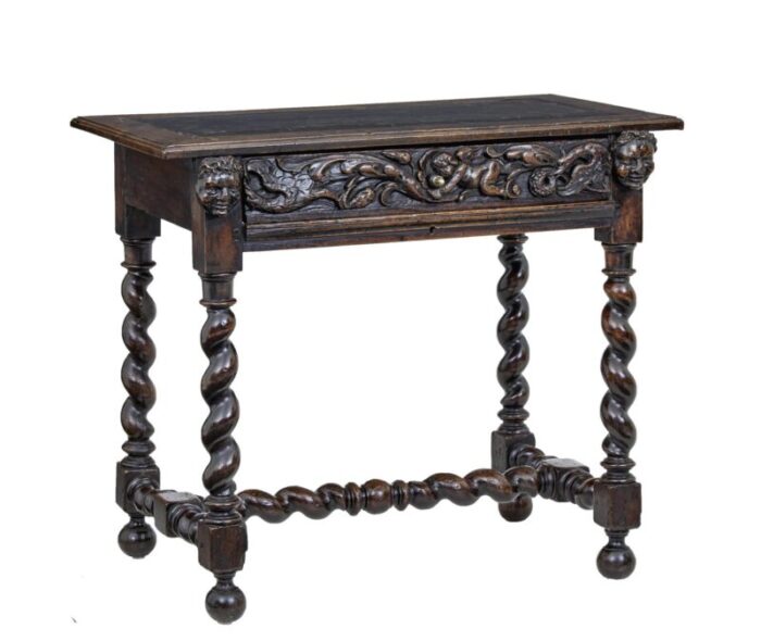 19th century flemish carved walnut side table 3