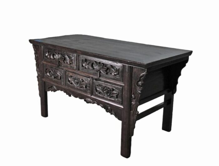 19th century hand carved drawers antique chinese center table 4274