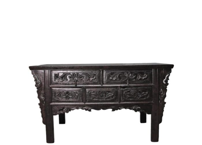 19th century hand carved drawers antique chinese center table 4318