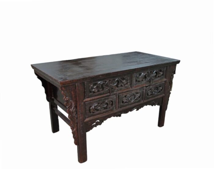 19th century hand carved drawers antique chinese center table 6077