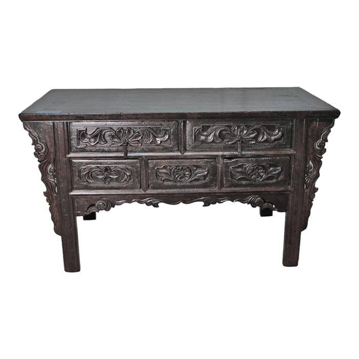 19th century hand carved drawers antique chinese center table 8270