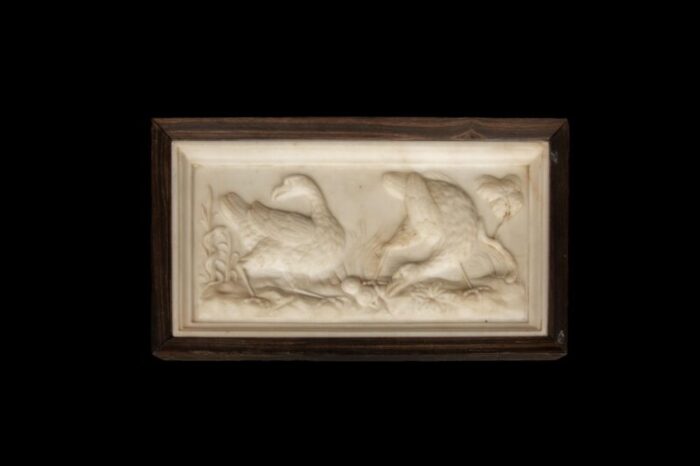 19th century italian marble relief majestic bustards in exquisite detail 5146