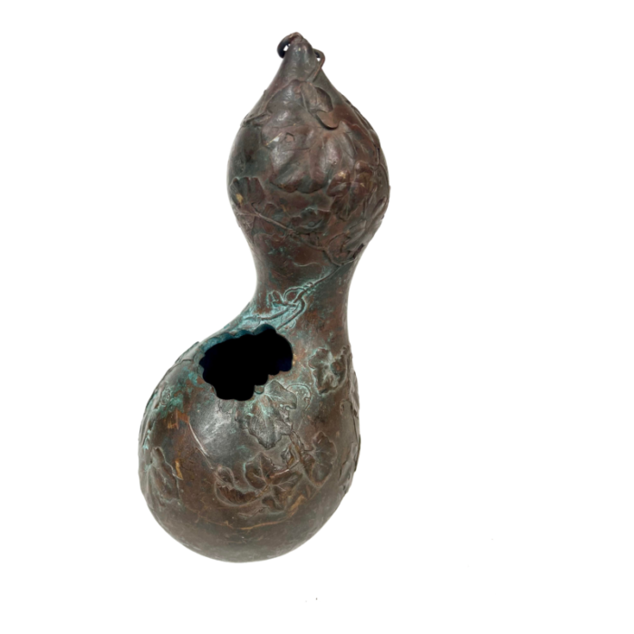 19th century japanese bronze vase in the shape of a gourd 7141