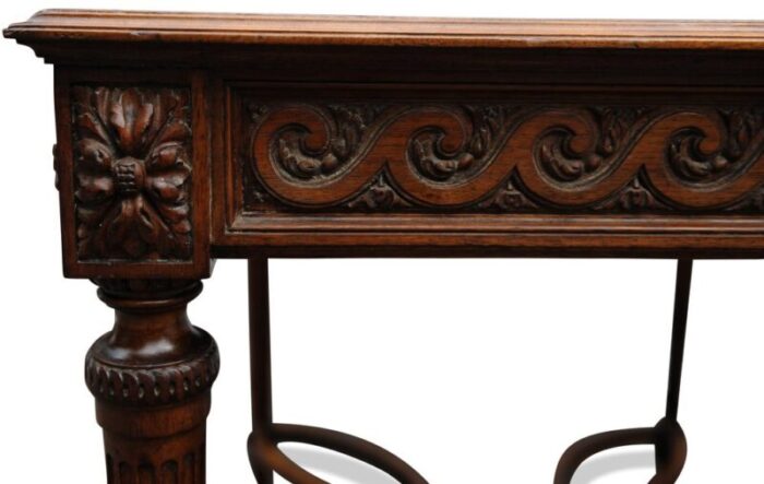 19th century louis xvi style carved vitruvian frieze walnut table in the style of by ebeniste adam weisweiler 4