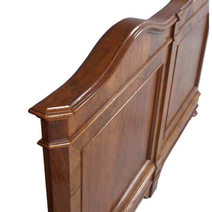 19th century neoclassical solid blond walnut and walnut veneer double bed from bassano manufactures 5