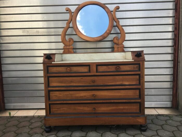 19th century walnut and marble dressing table 1