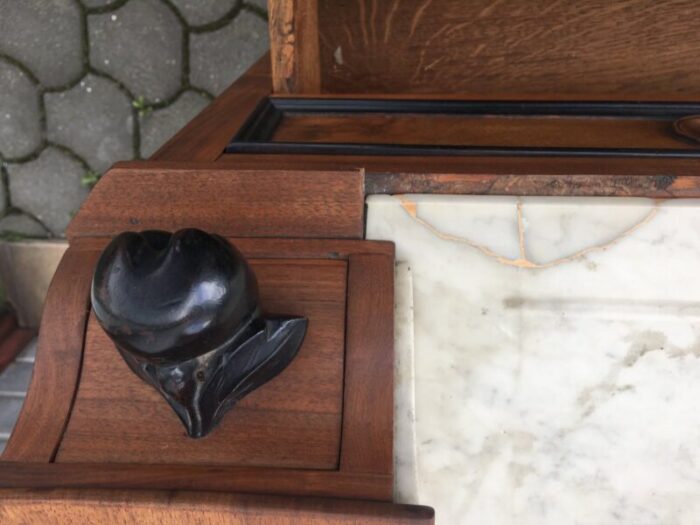 19th century walnut and marble dressing table 11