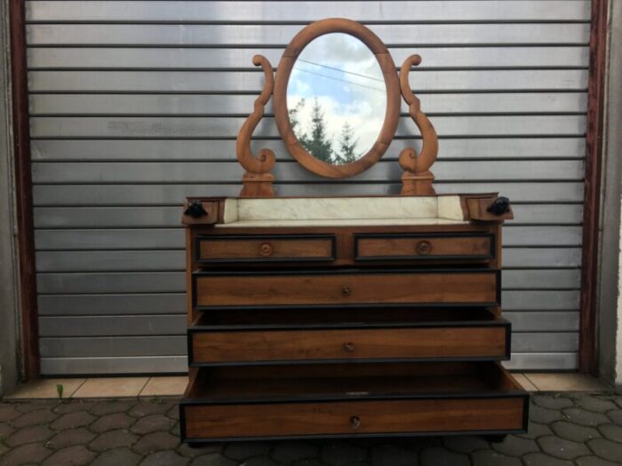 19th century walnut and marble dressing table 12