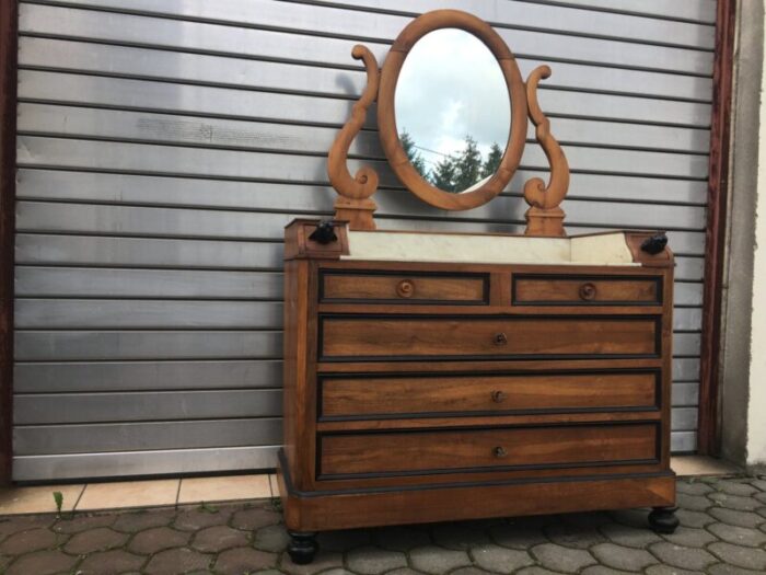 19th century walnut and marble dressing table 2