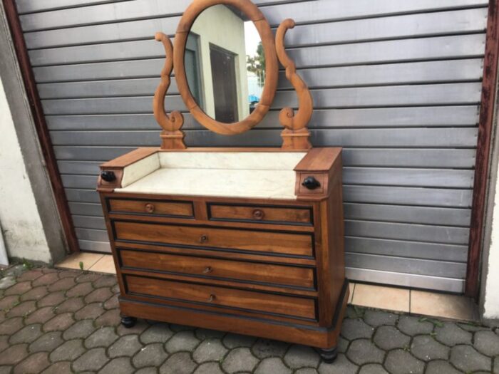 19th century walnut and marble dressing table 7