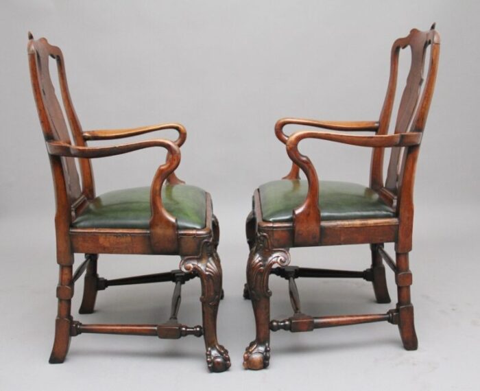 19th century walnut armchairs set of 2 10